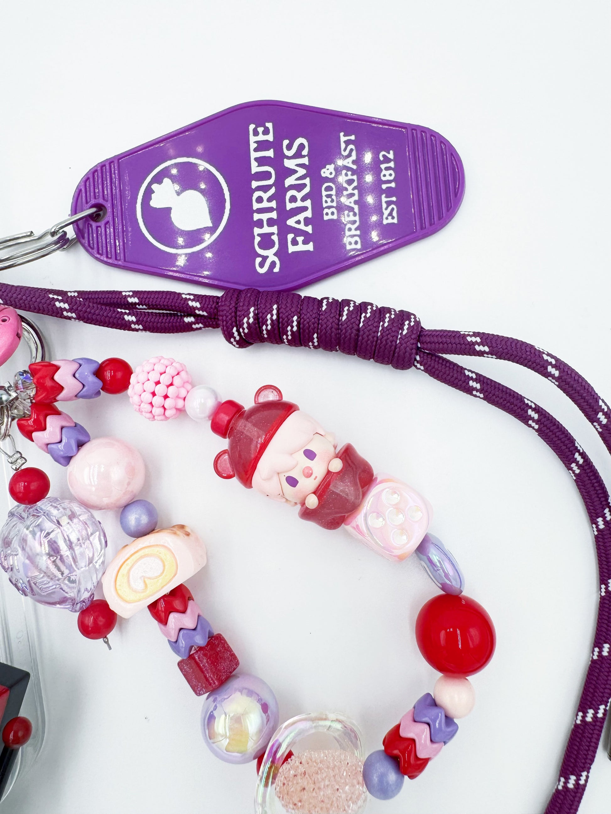 handmade Authentic POP MART mini figure Sweetbean phone charm with rhinestone accents