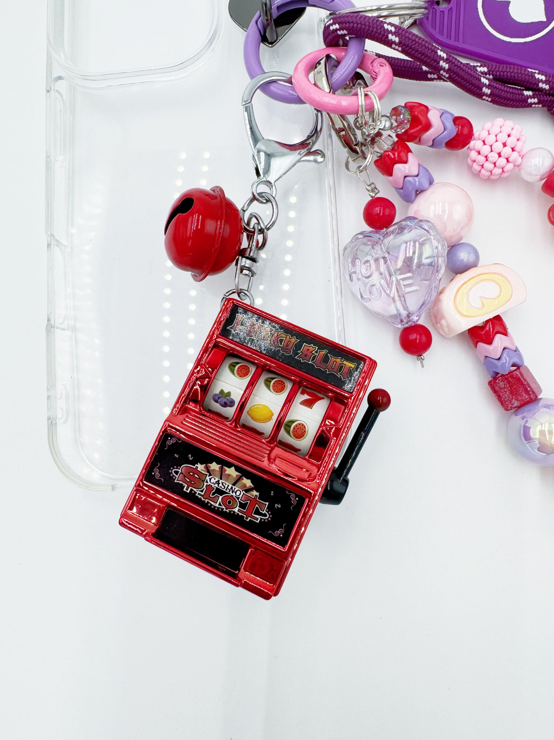 handmade Authentic POP MART mini figure Sweetbean phone charm with rhinestone accents