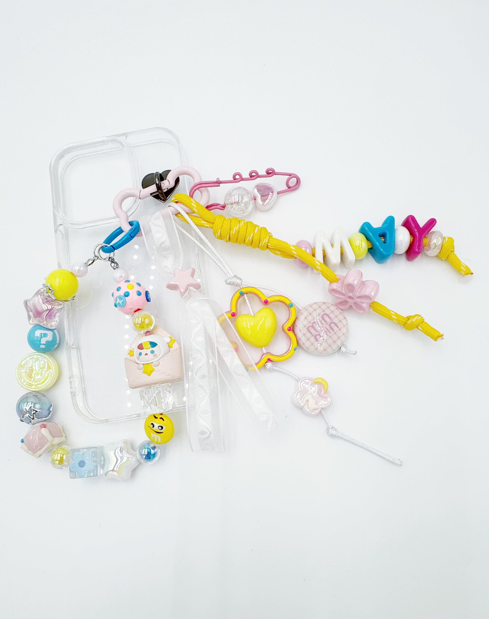 handmade Authentic POP MART Valentine's mini figure phone charm rhinestone accents