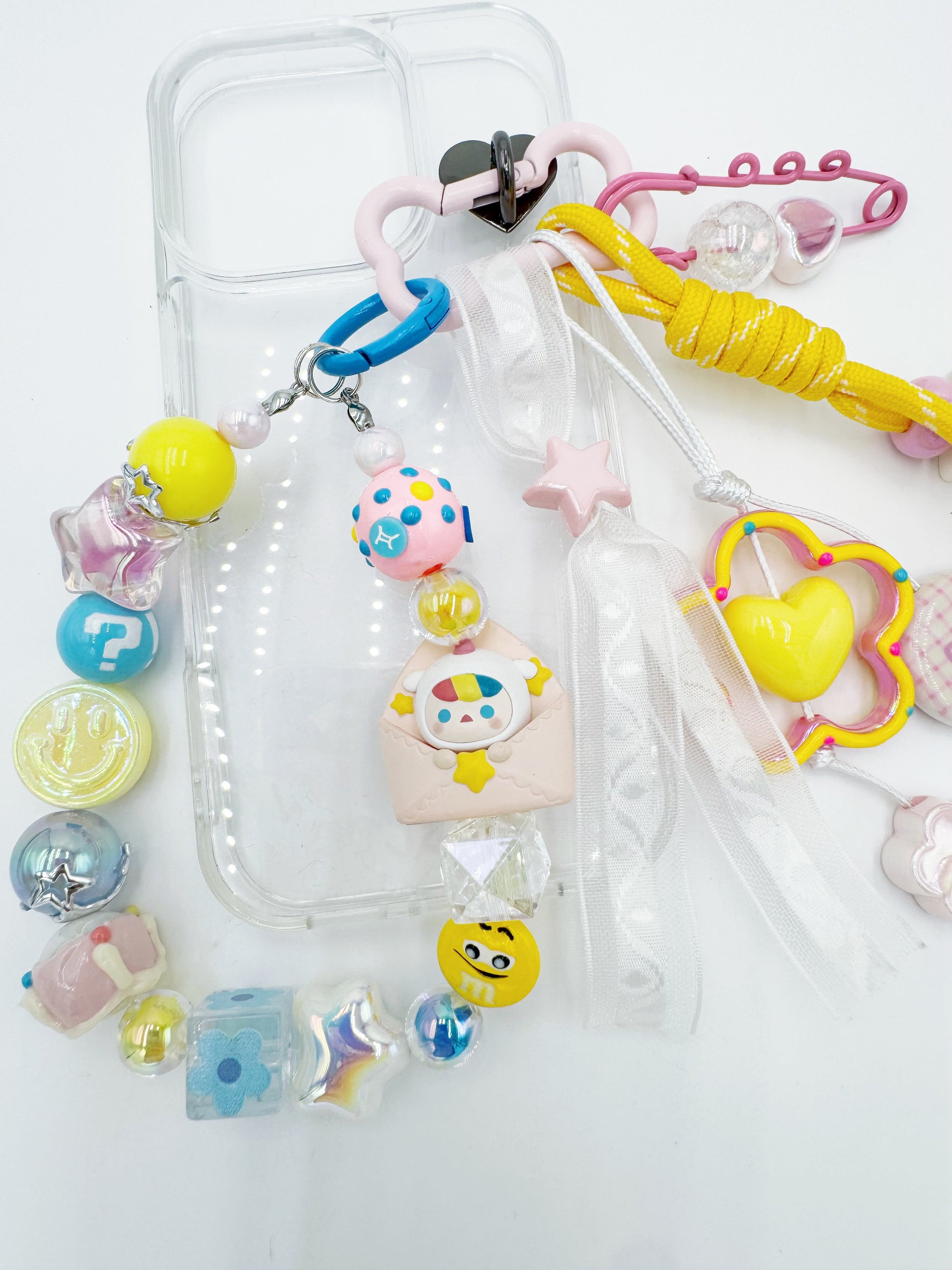 handmade Authentic POP MART Valentine's mini figure phone charm rhinestone accents