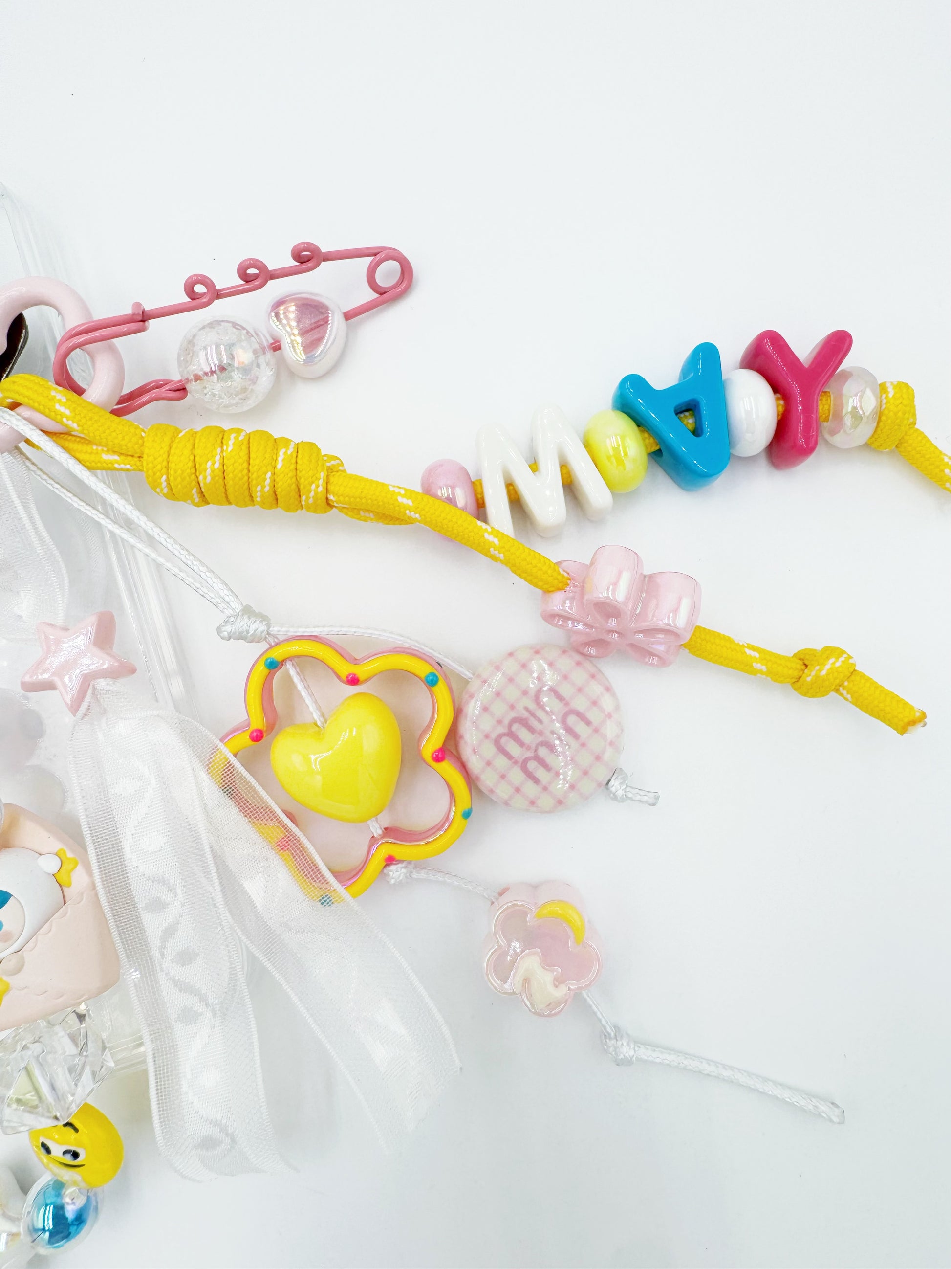 handmade Authentic POP MART Valentine's mini figure phone charm rhinestone accents
