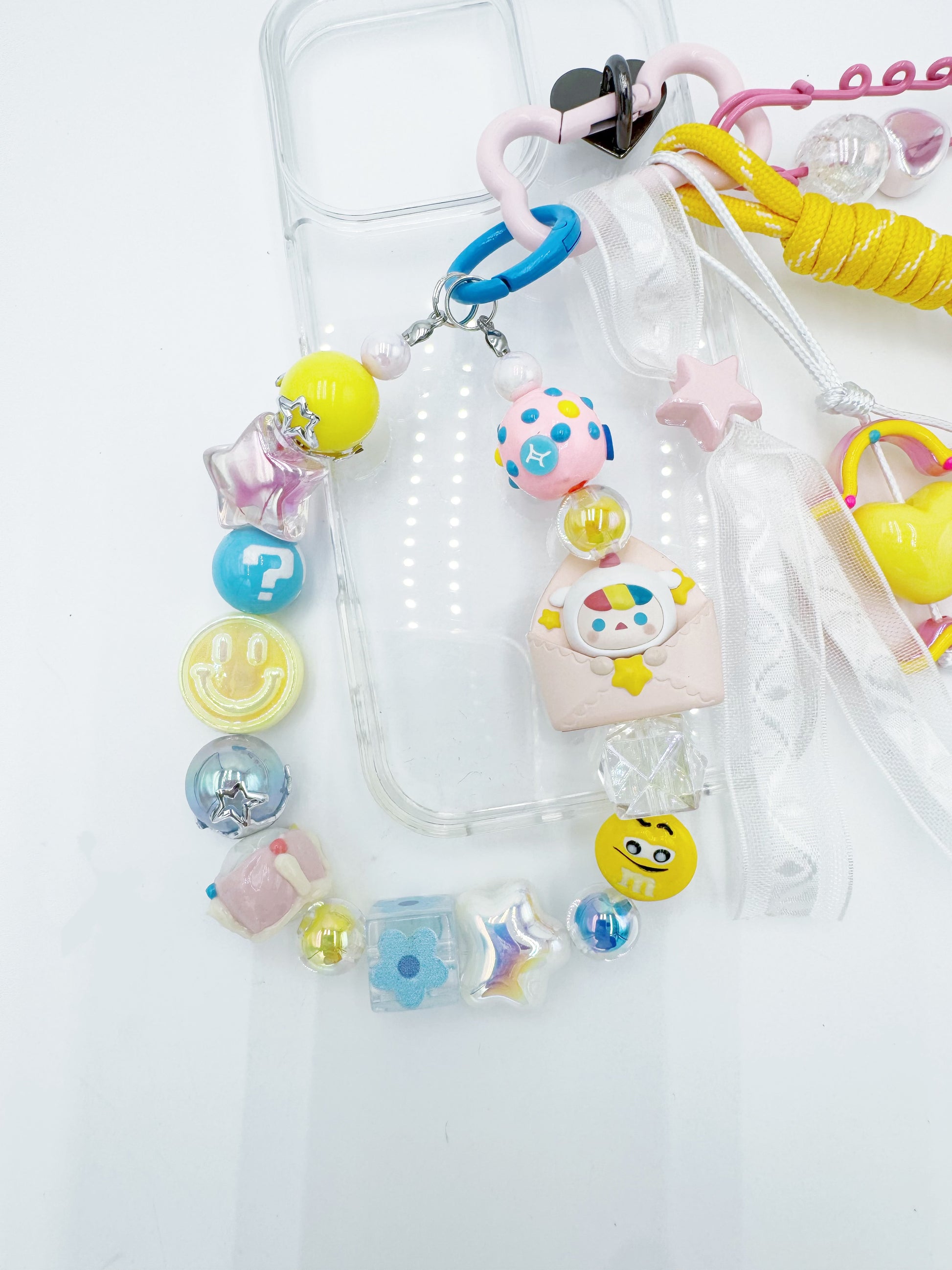 handmade Authentic POP MART Valentine's mini figure phone charm rhinestone accents