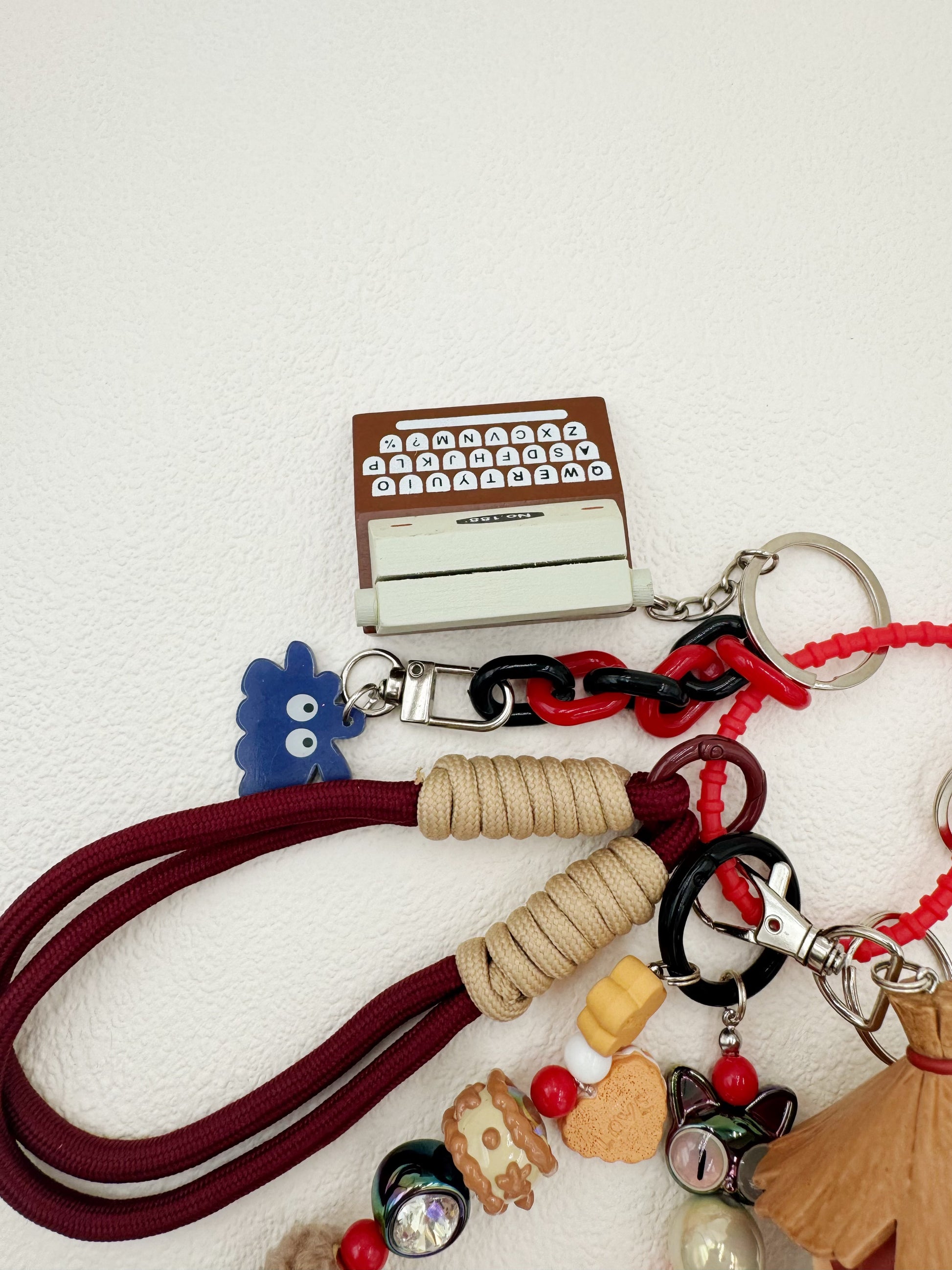 handmade Hirono beaded bag charm and keychain rhinestone accents