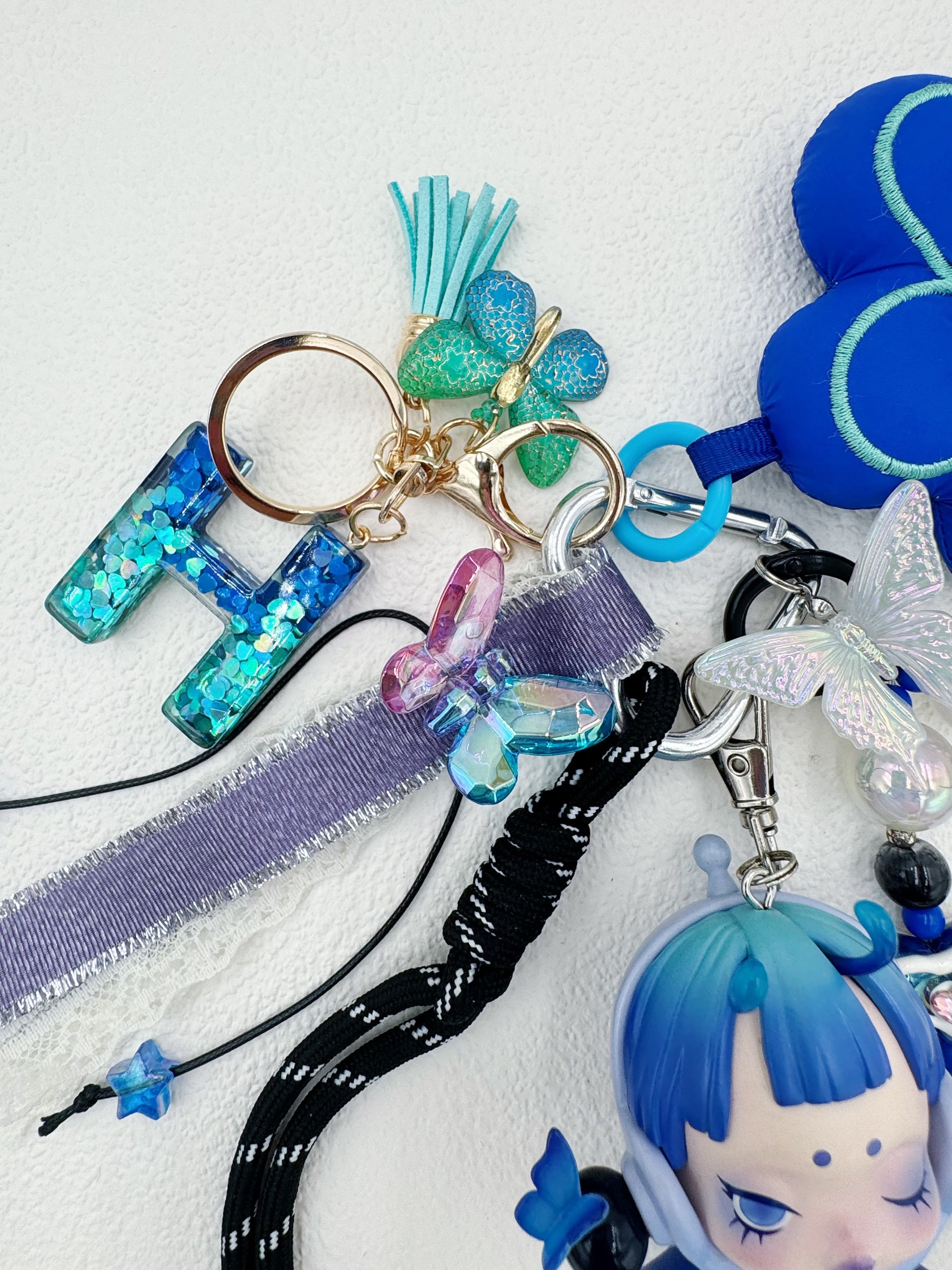 handmade Authentic Skullpanda beaded bag charm and keychain rhinestone accents