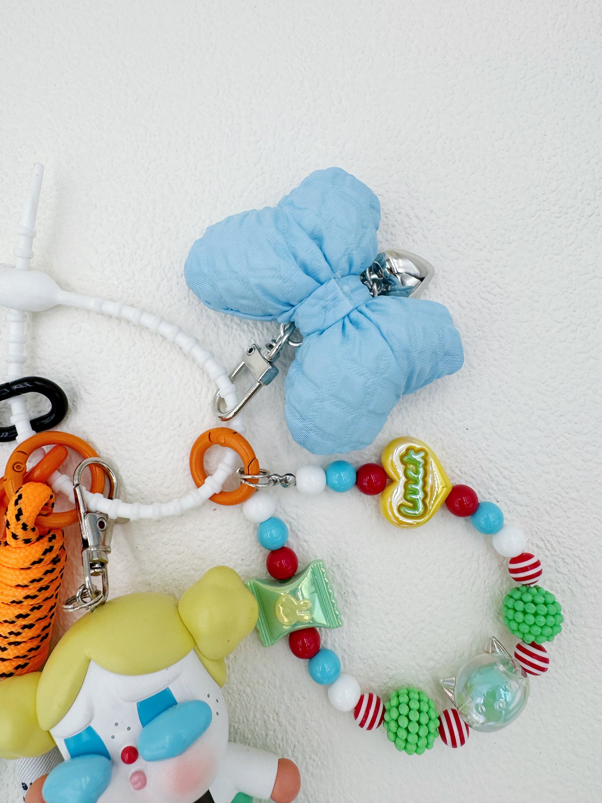 Handmade authentic Cry baby beaded bag charm and keychain rhinestone accents