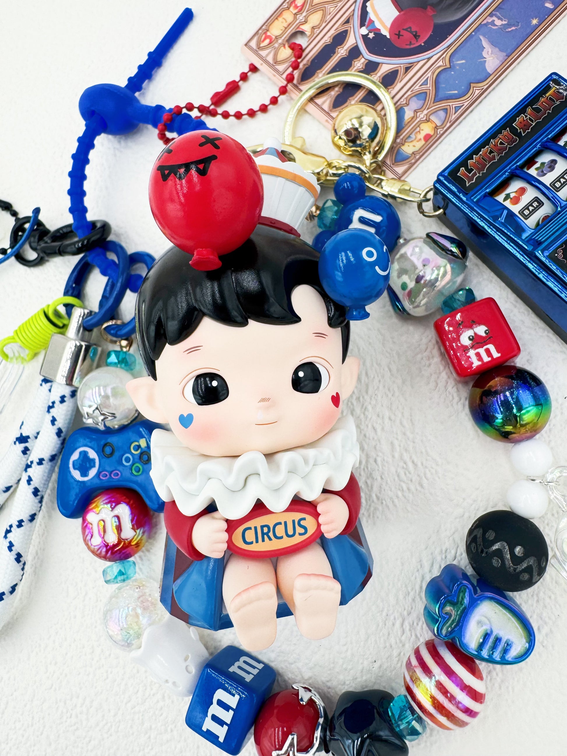 Handmade authentic Hacipupu beaded bag charm and keychain rhinestone accents