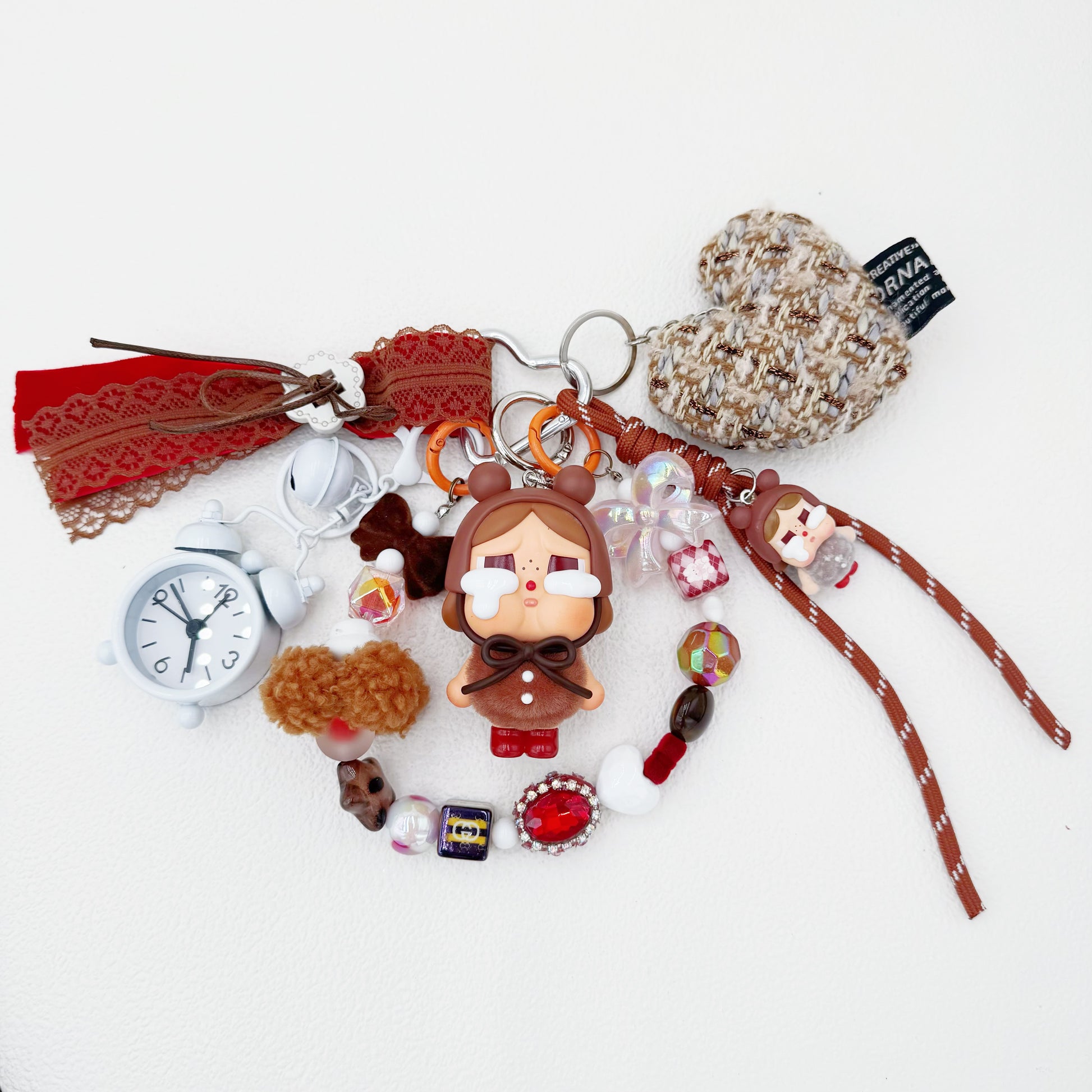 Handmade authentic Crybaby beaded bag charm and keychain rhinestone accents
