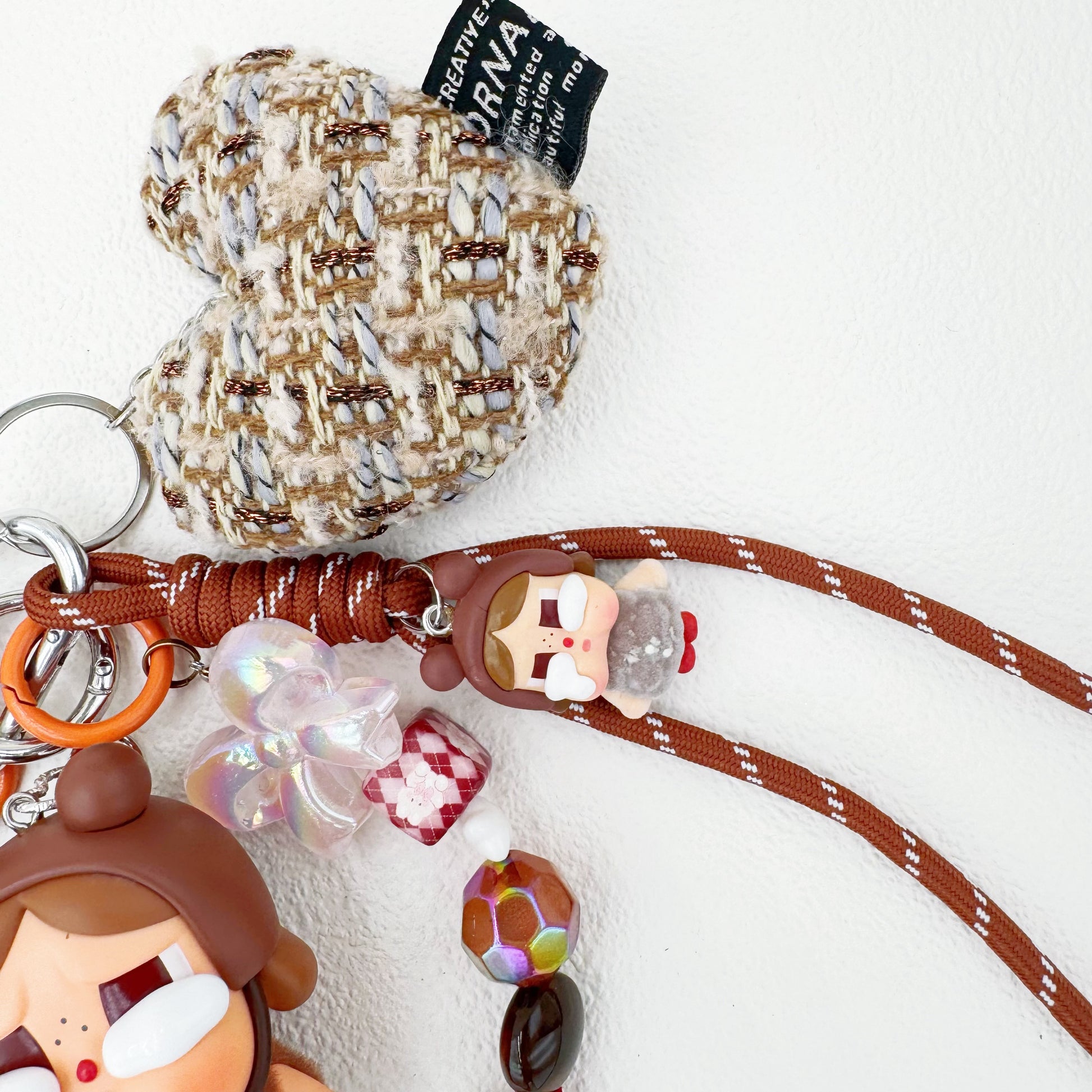 Handmade authentic Crybaby beaded bag charm and keychain rhinestone accents