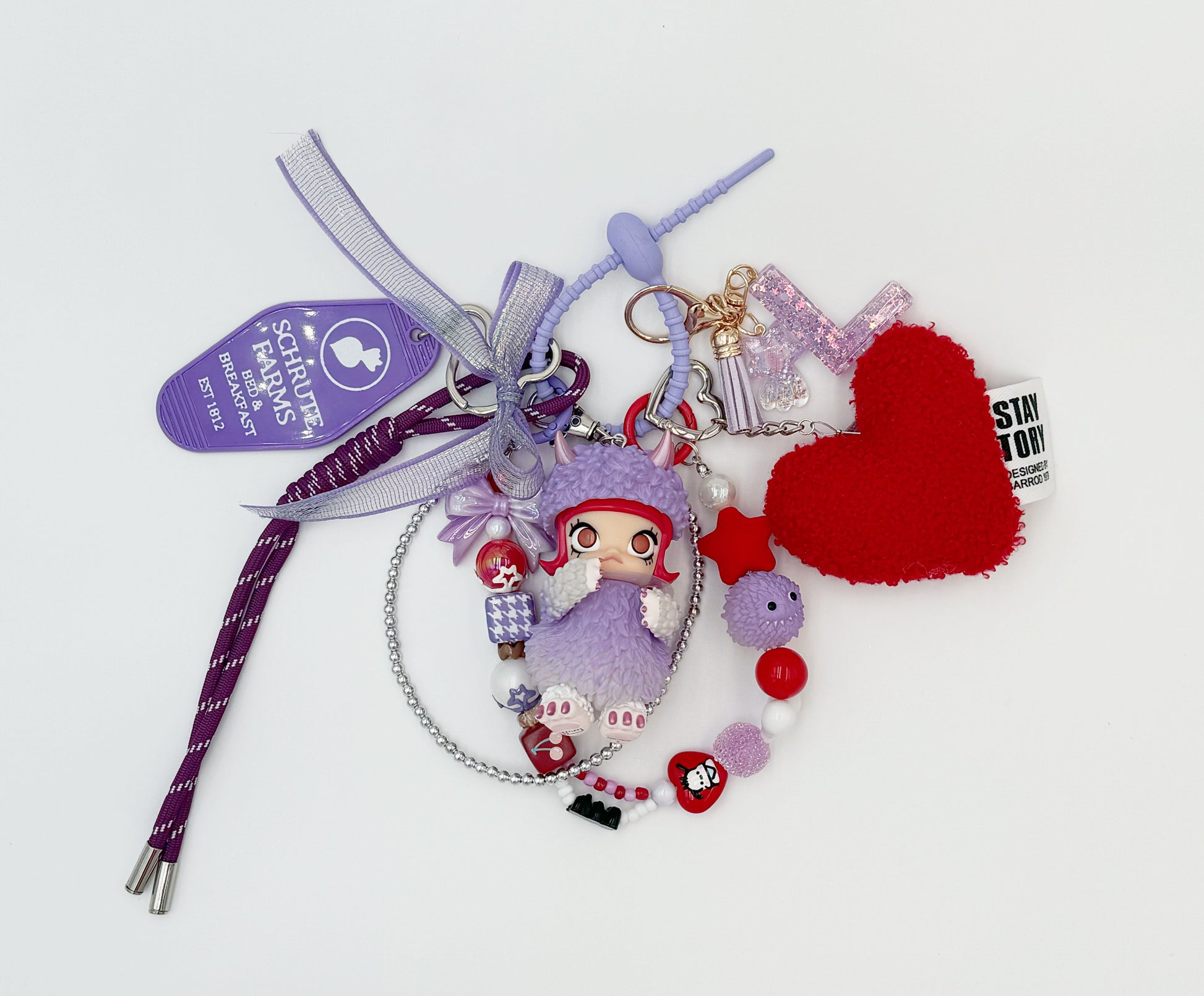 Authentic POP MART Molly beaded bag charm and keychain rhinestone accents