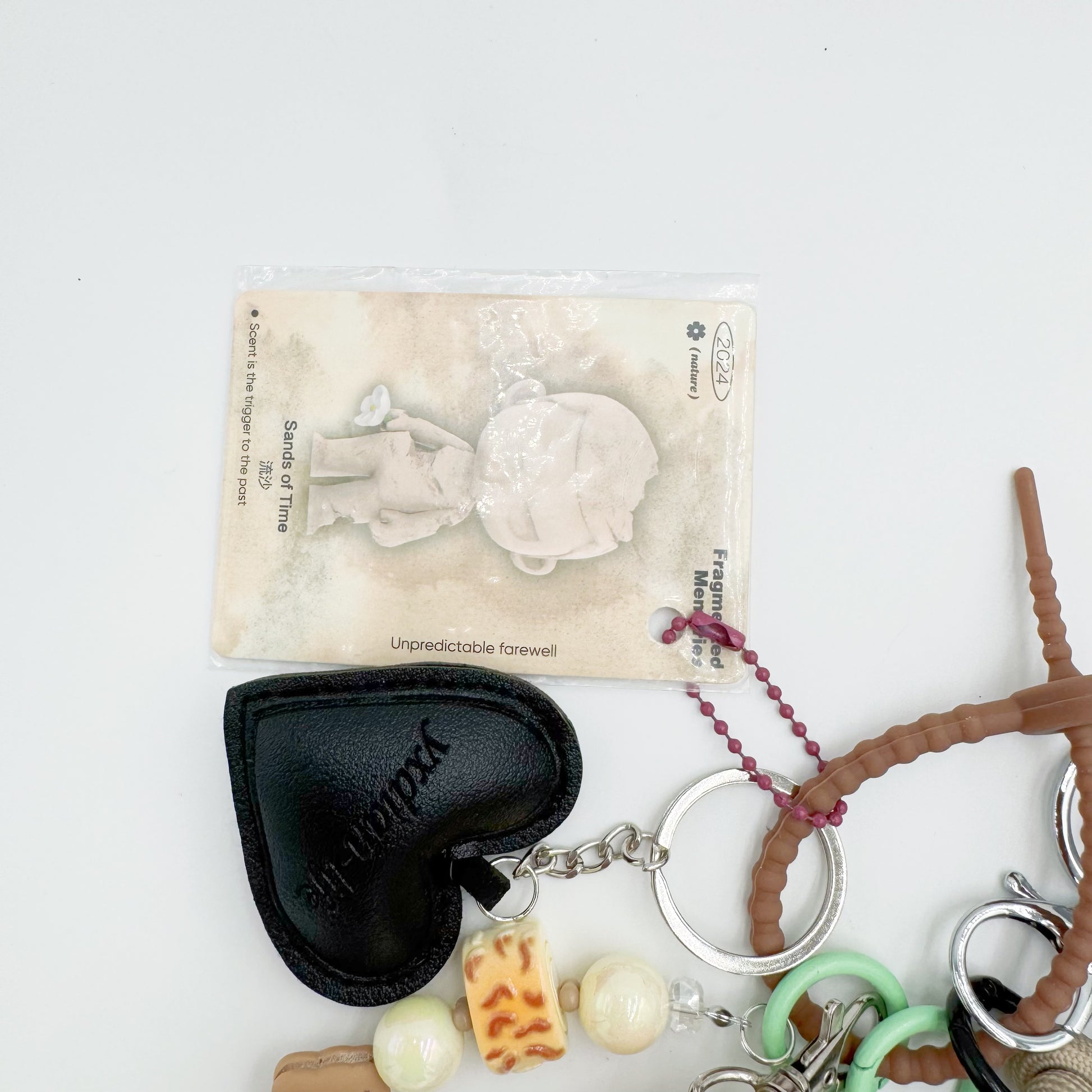 Authentic handmade Kubo beaded bag charm and keychain rhinestone accent