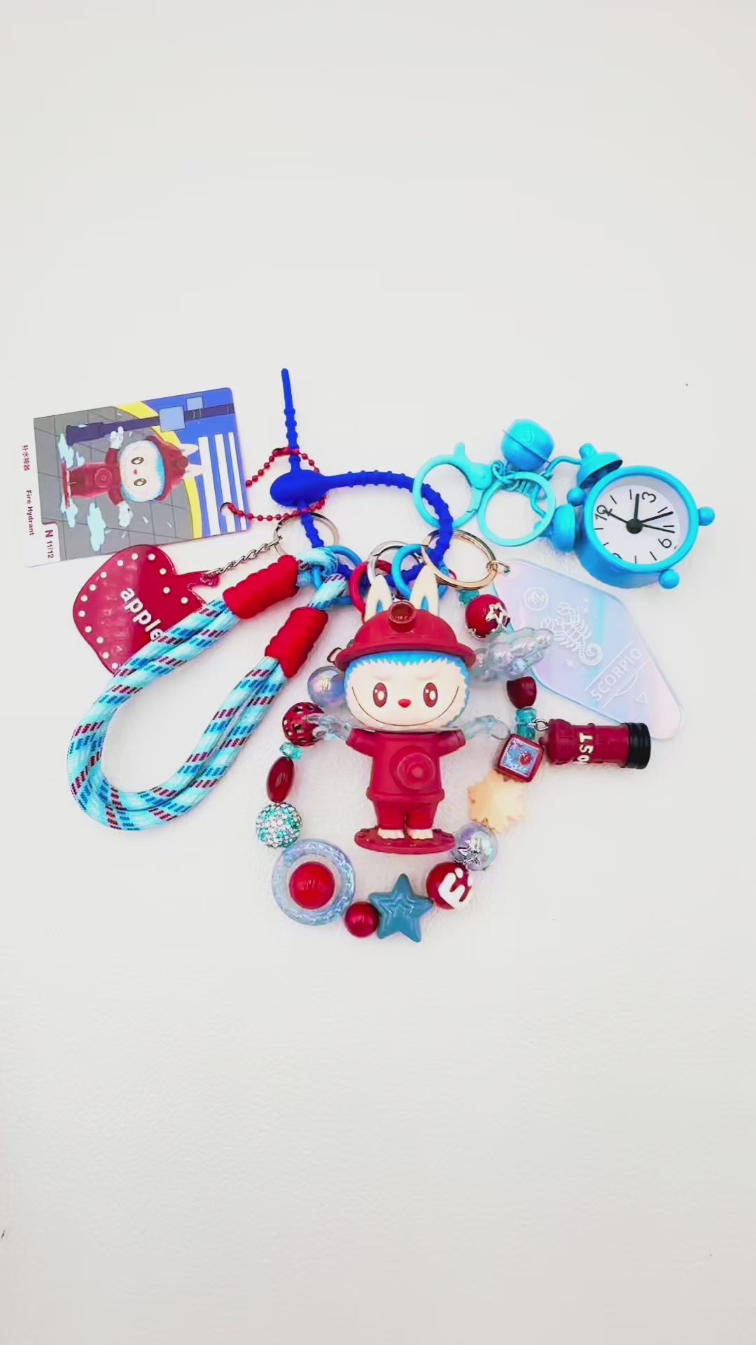 Handmade authentic the Monster beaded bag charm and keychain rhinestone accents