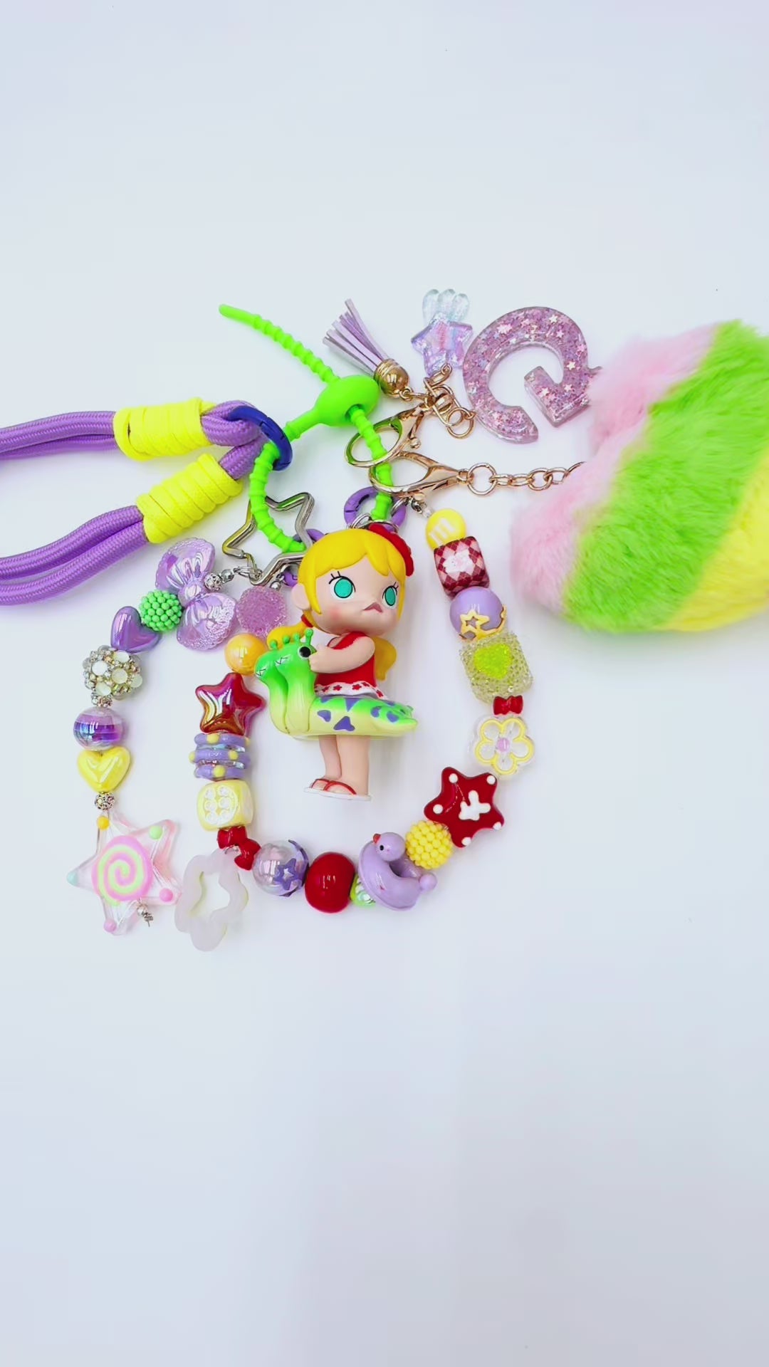 handmade Authentic POP MART Molly beaded bag charm and keychain rhinestone accents