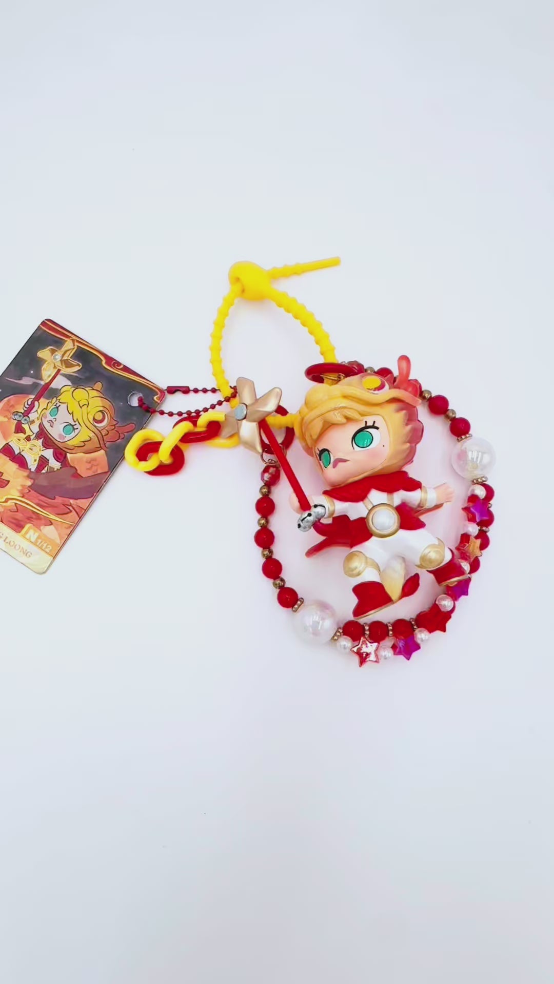 Handmade Authentic POP MART Molly beaded bag charm and keychain rhinestone accents