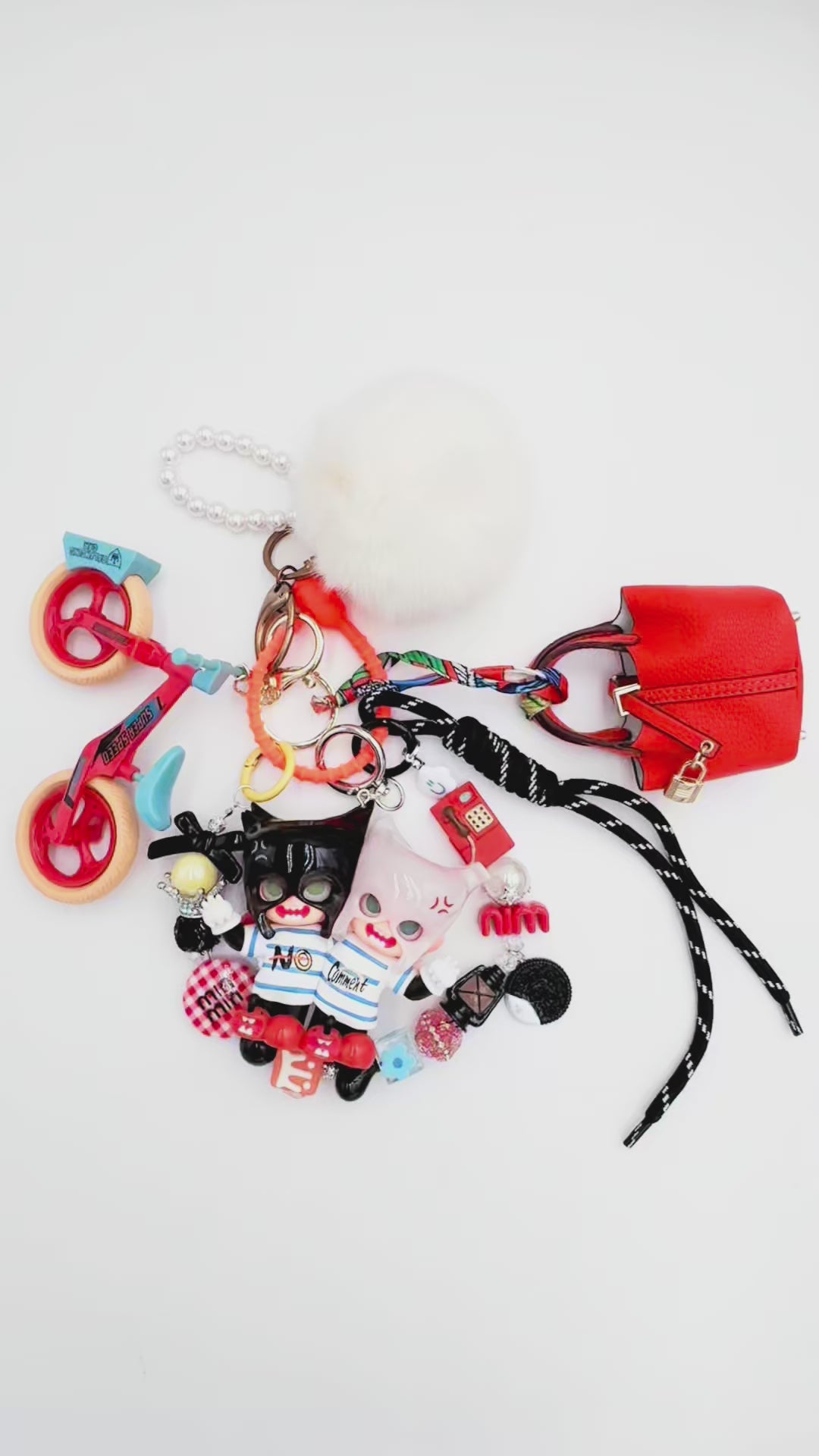 Authentic Zisga beaded bag charm and keychain rhinestone accents