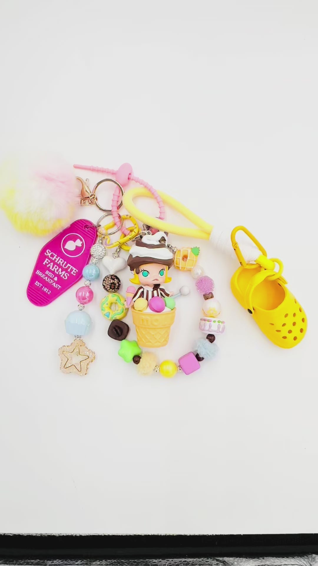 handmade Authentic Molly beaded bag charm and keychain rhinestone accents