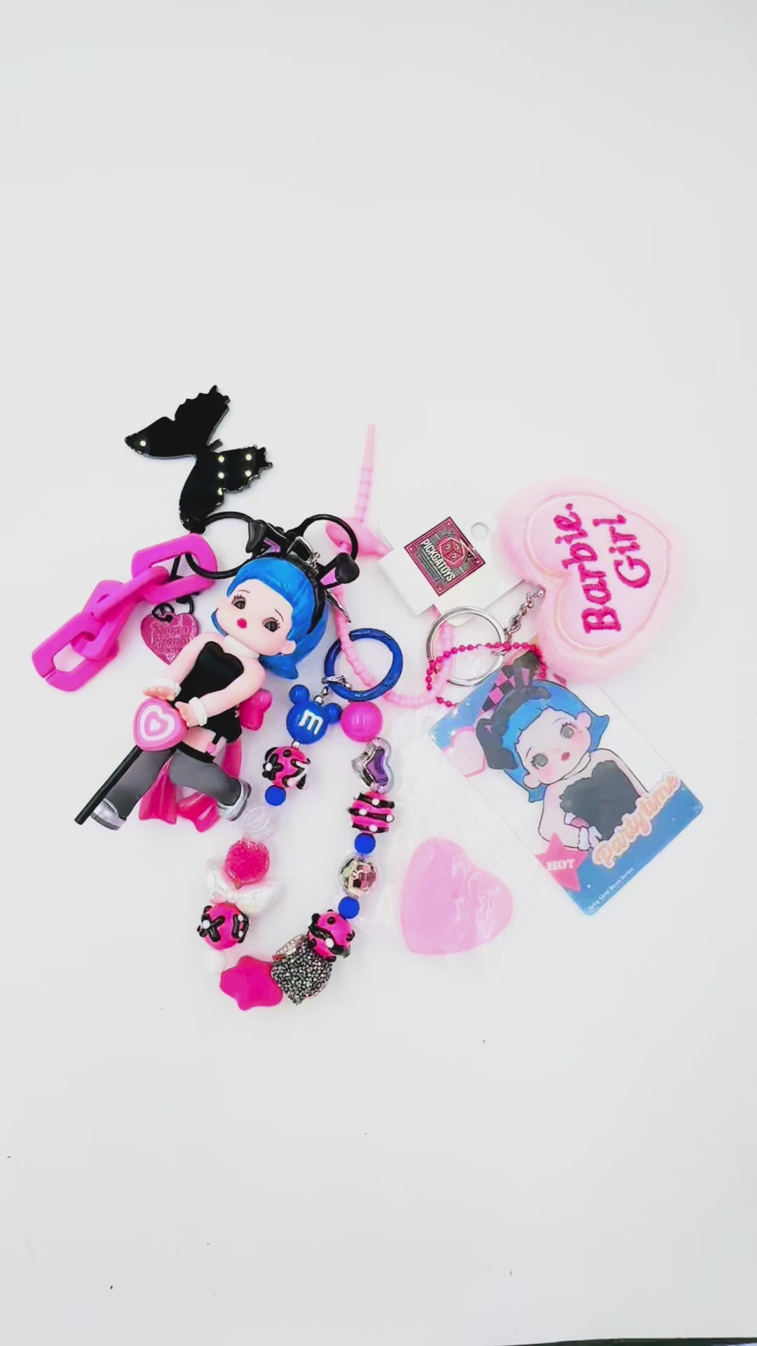 Authentic Hot girl beaded bag charm and keychain rhinestone accents