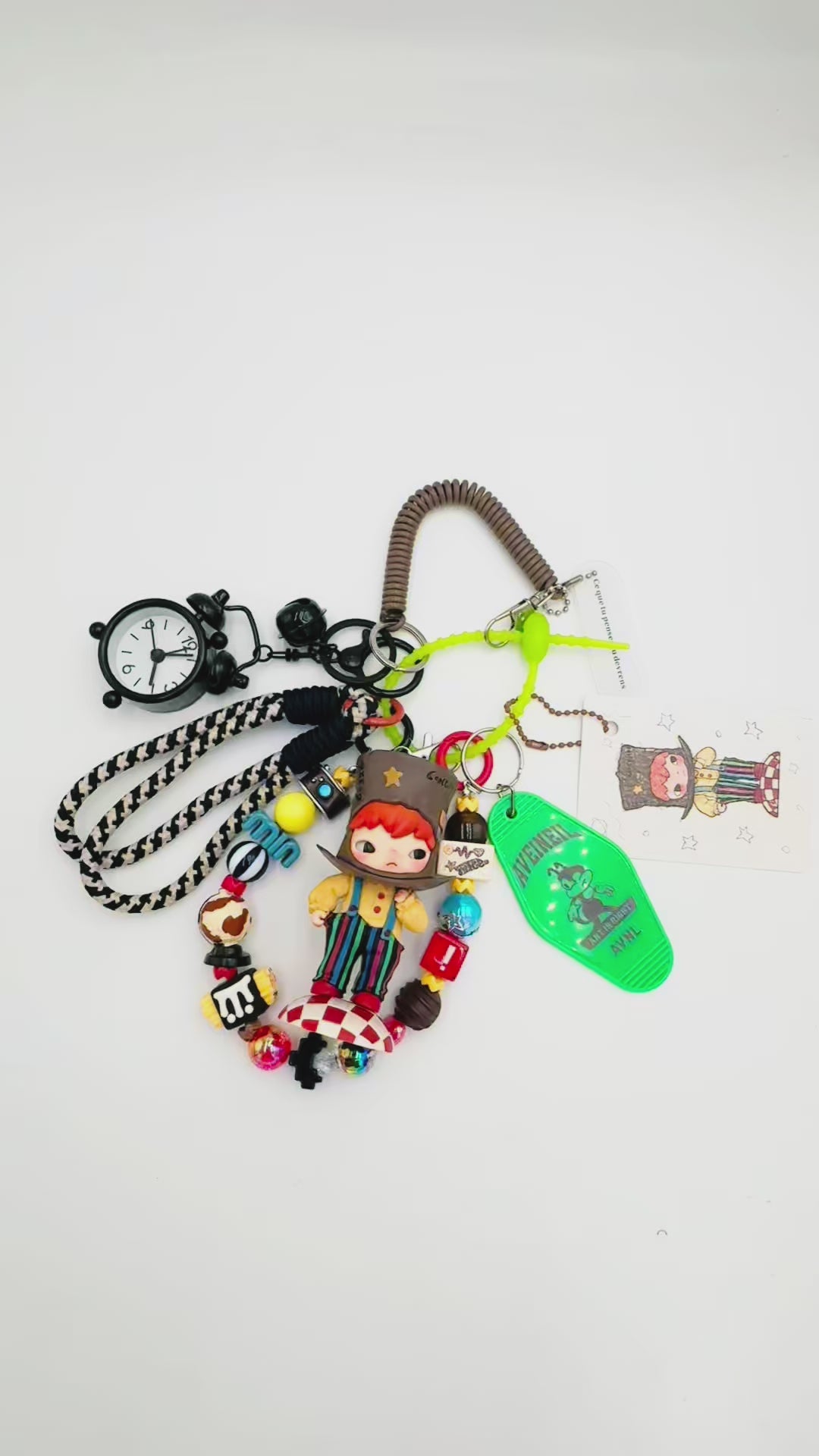 Authentic handmade Hirono beaded bag charm and keychain rhinestone accents