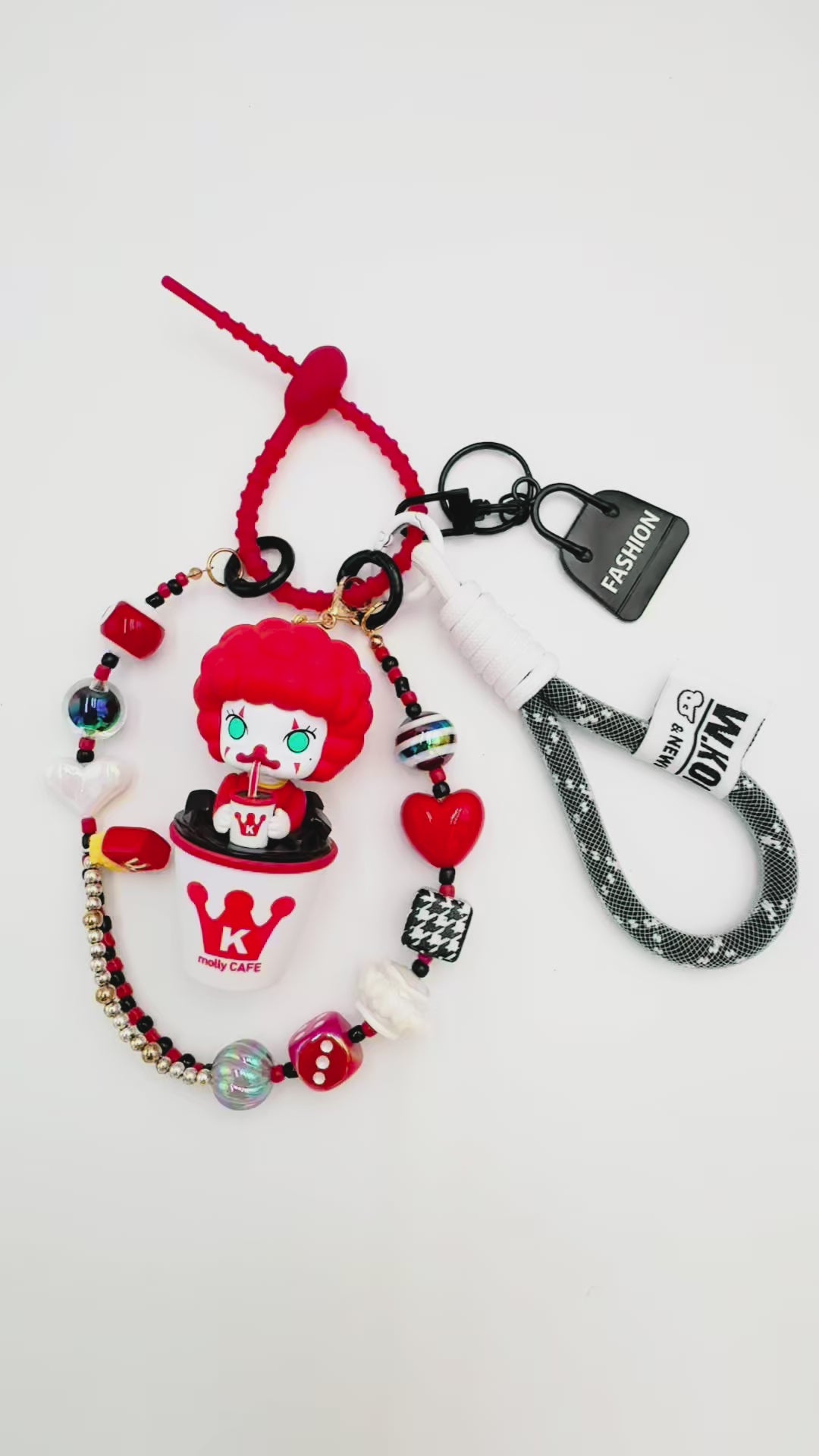 handmade Authentic Molly beaded bag charm and keychain rhinestone accents