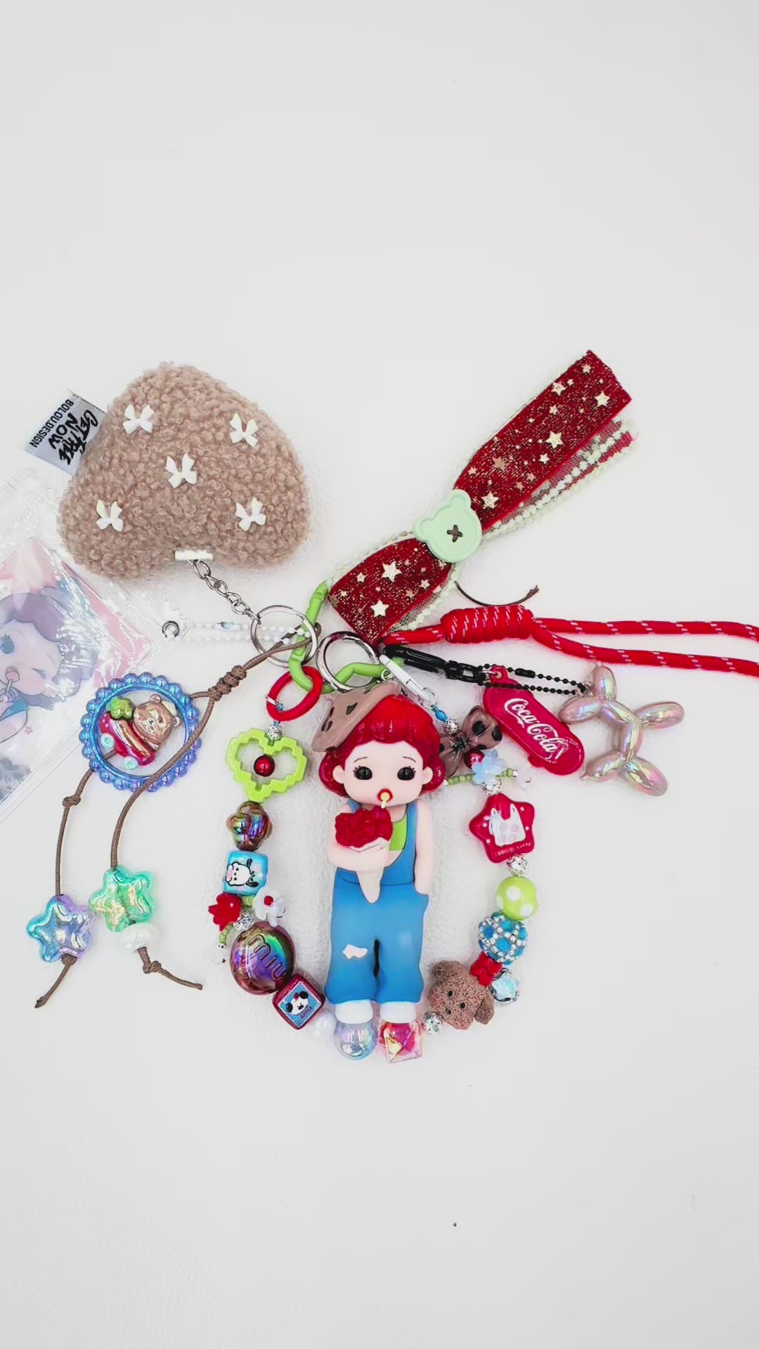 Handmade Authentic Hot Girl beaded bag charm and keychain rhinestone accents
