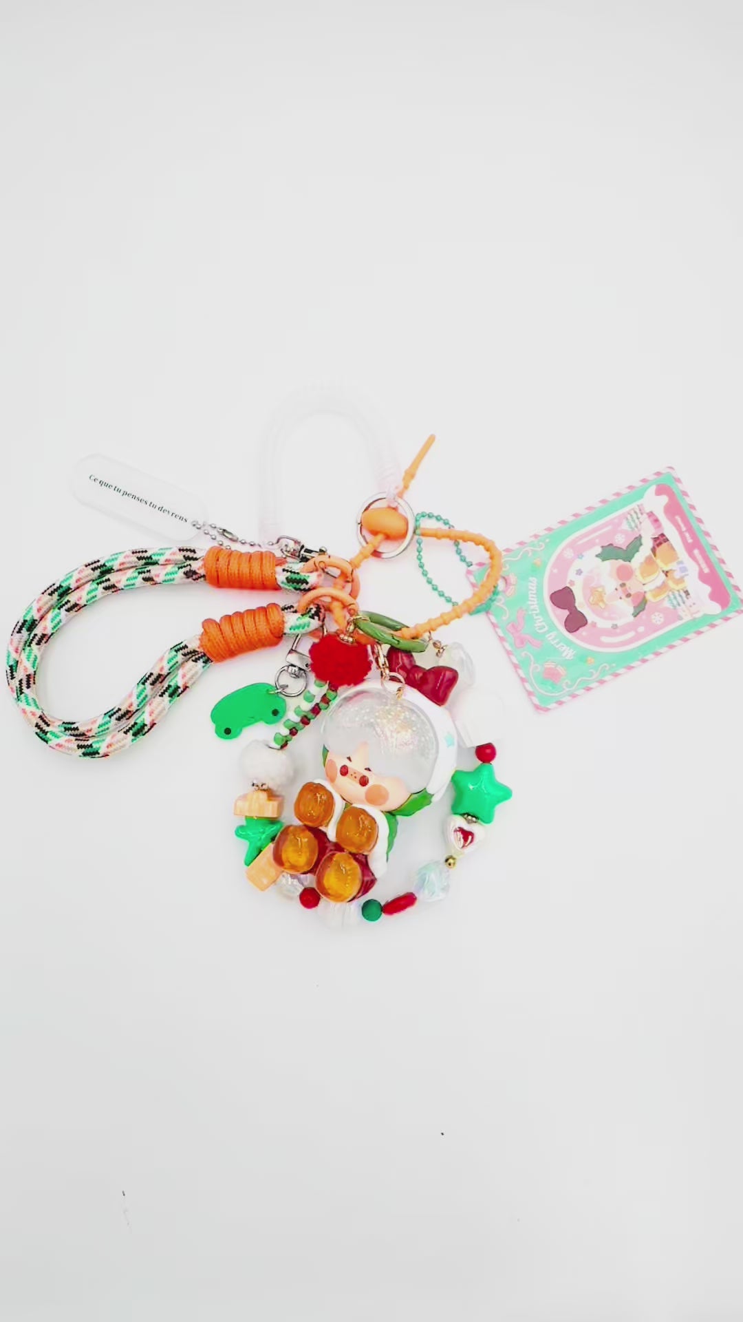 handmade Authentic Pinojelly beaded bag charm and keychain rhinestone accents