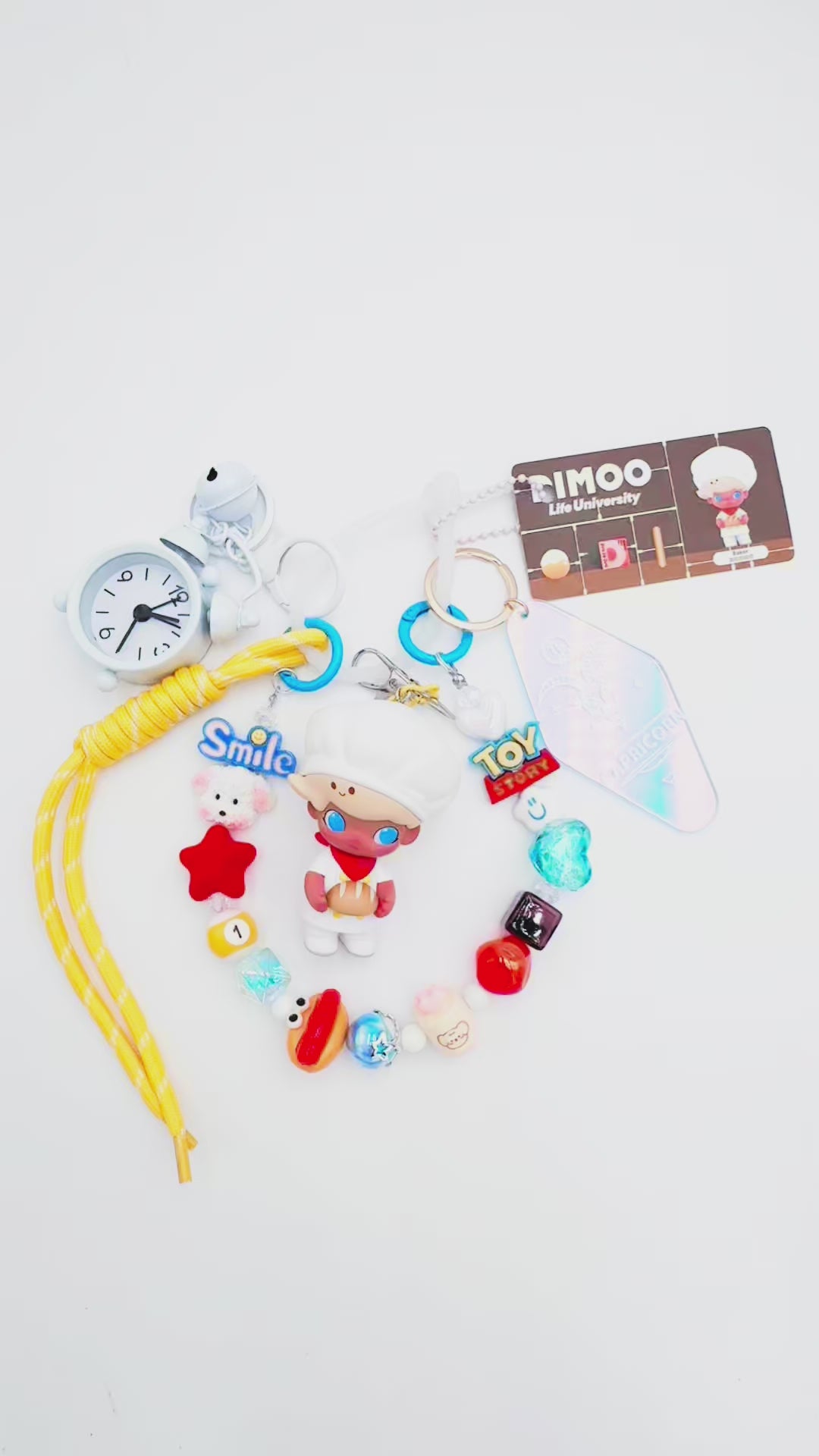 handmade Authentic Dimoo beaded bag charm and keychain rhinestone accents