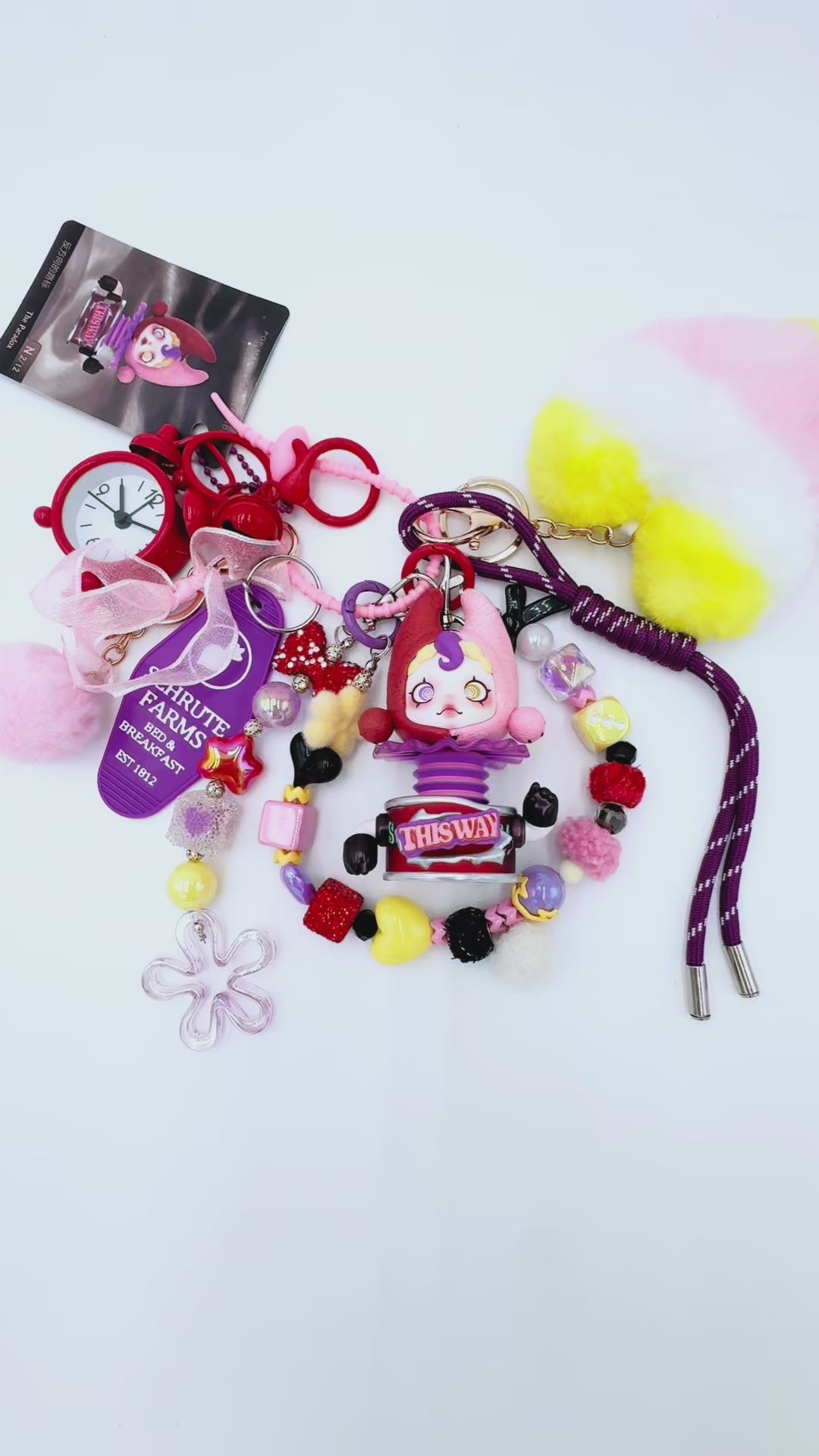 handmade Authentic POP MART Skullpanda beaded bag charm and keychain rhinestone accents