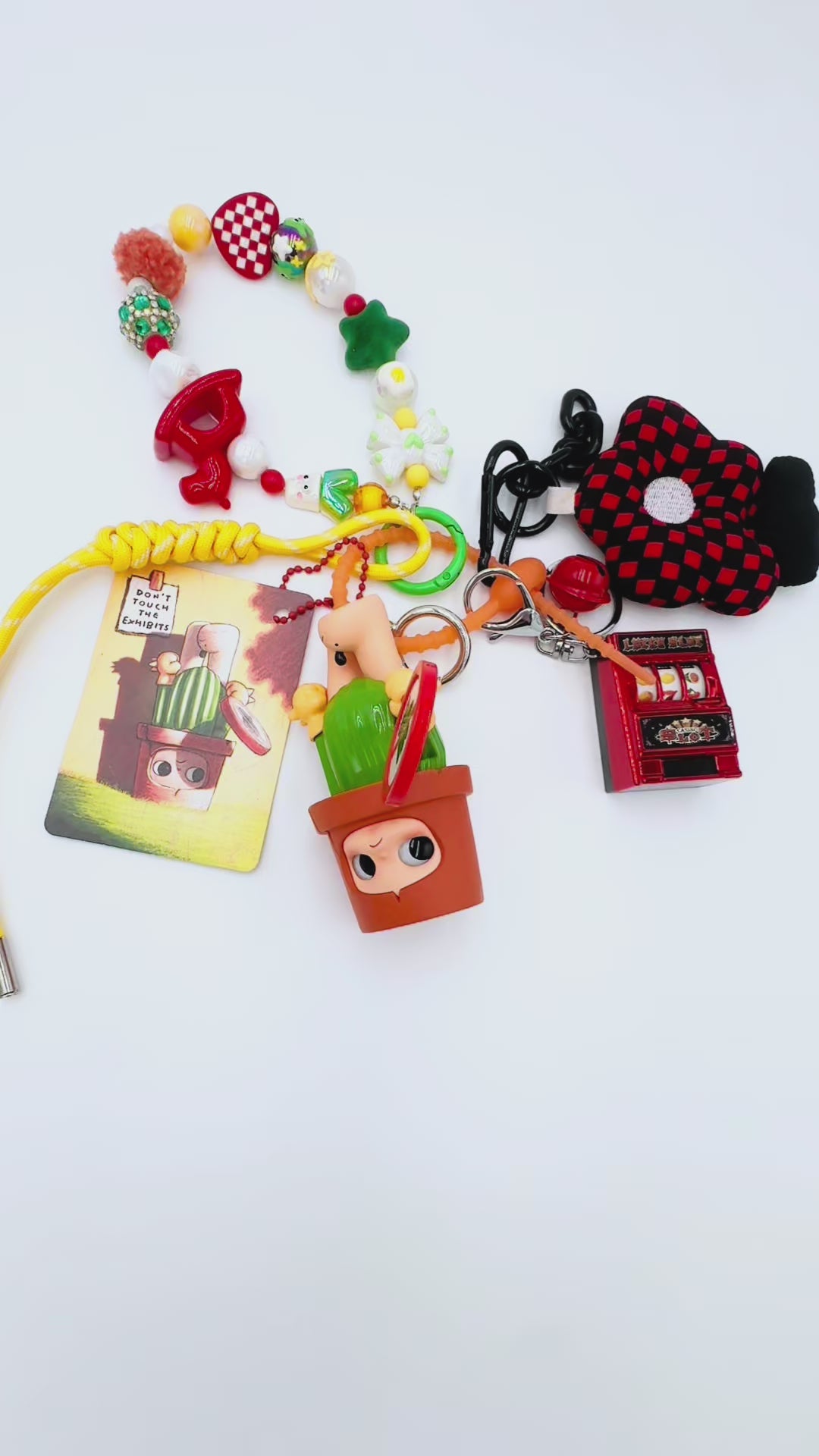 Handmade Authentic POP MART Zsiga beaded bag charm and keychain rhinestone accents