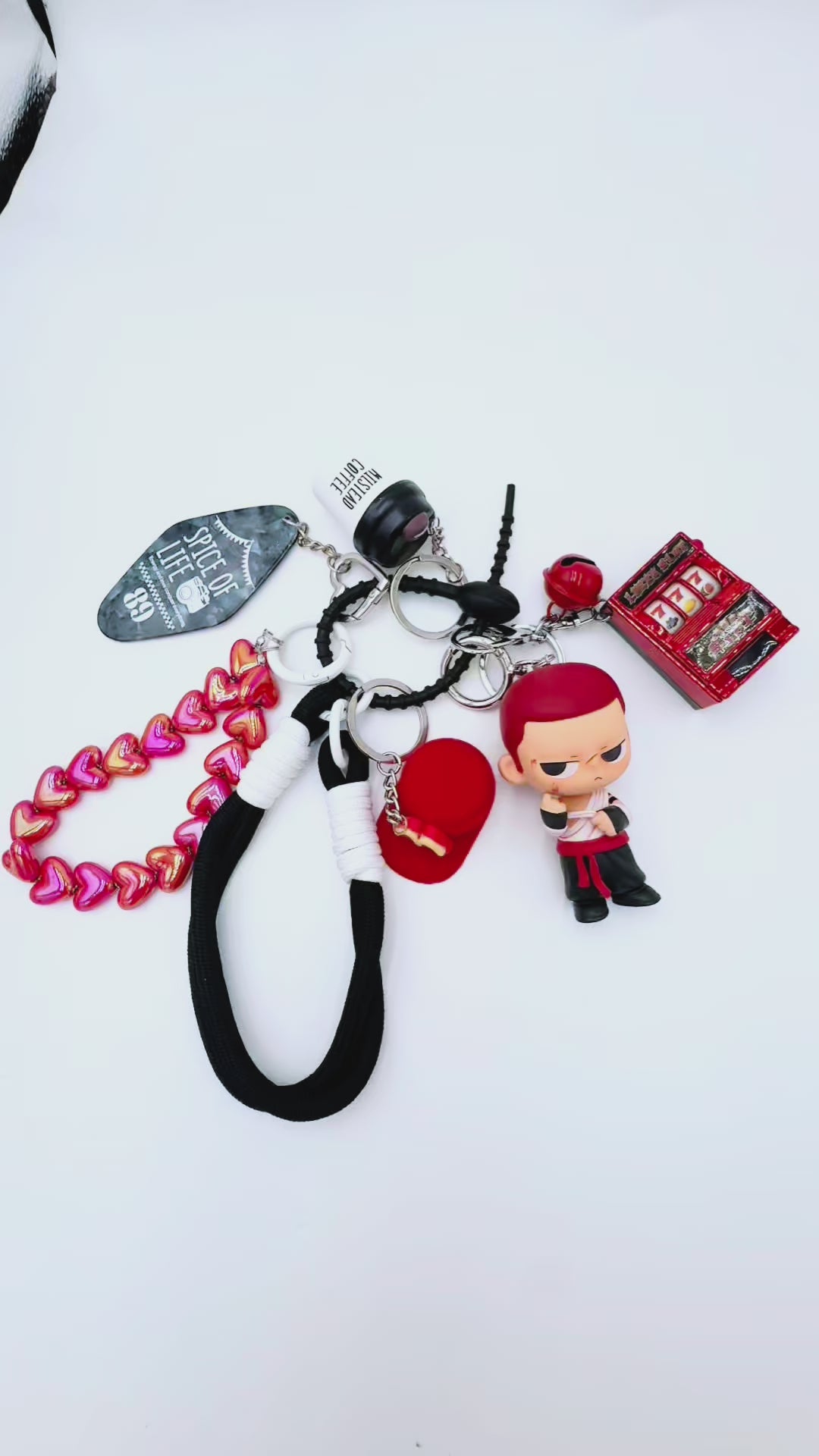 Handemade Authentic POP MART Kubo beaded bag charm and keychain rhinestone accents