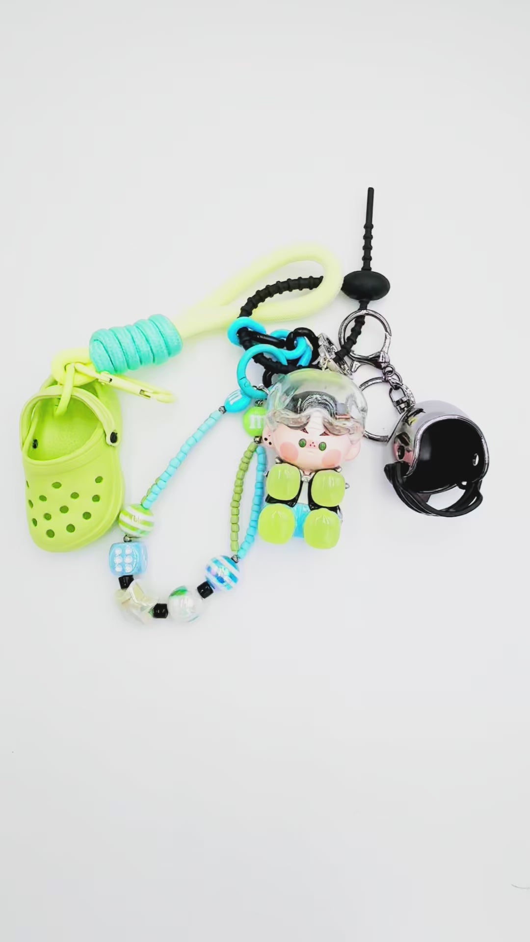 Authentic Pinojelly beaded bag charm and keychain rhinestone accents