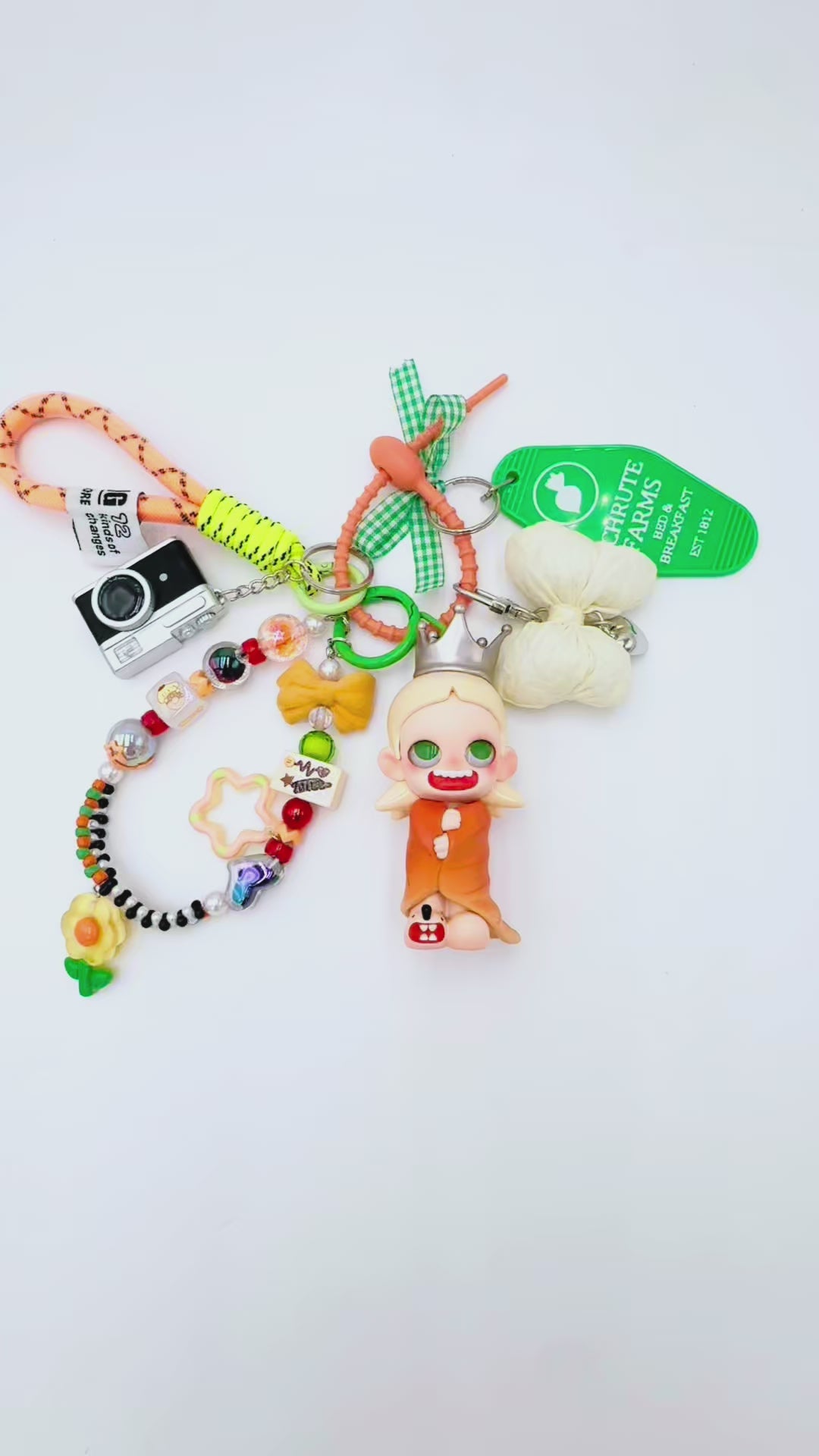 Handmade Authentic POP MART Zsiga beaded bag charm and keychain rhinestone accents